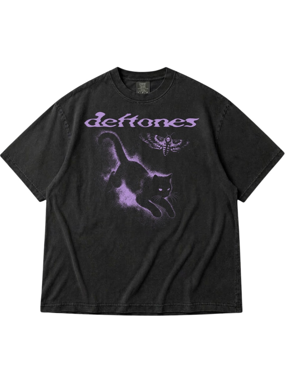 Comfort Colors Black Tee with Purple Cat Graphic